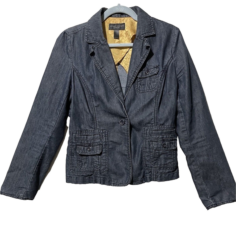 Apostrophe Blazer‎ Women's Medium Blue Denim Premium Jean Jacket Corpcore Y2K